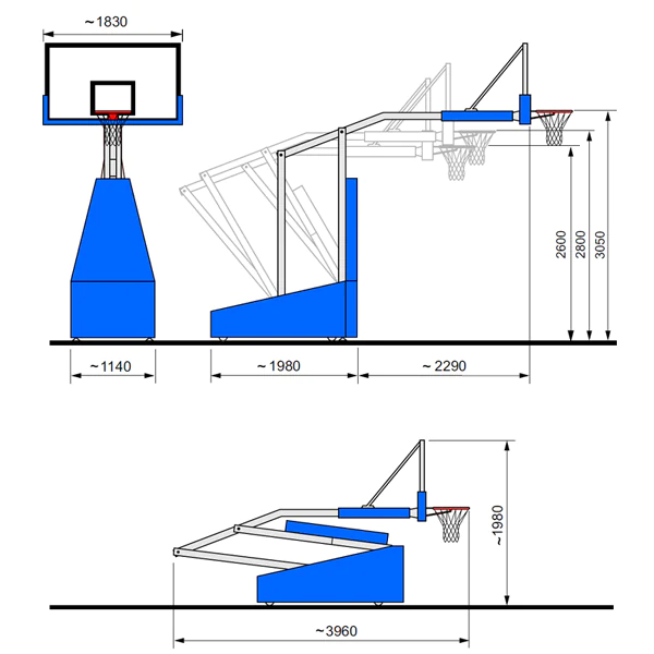 kosarkaska konstrukcija MiniShot 225 specifikacija