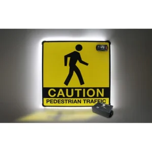 Osvetljen dvostrani LED znak "Caution Pedestrian Traffic" sa senzorom pokreta