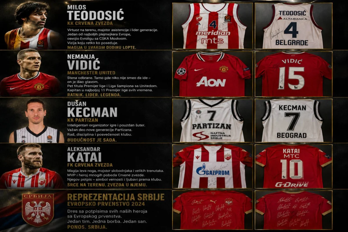 Aukcija potpisanih dresova - Teodosic, Vidic, Kecman, Katai, reprezentacija Srbije